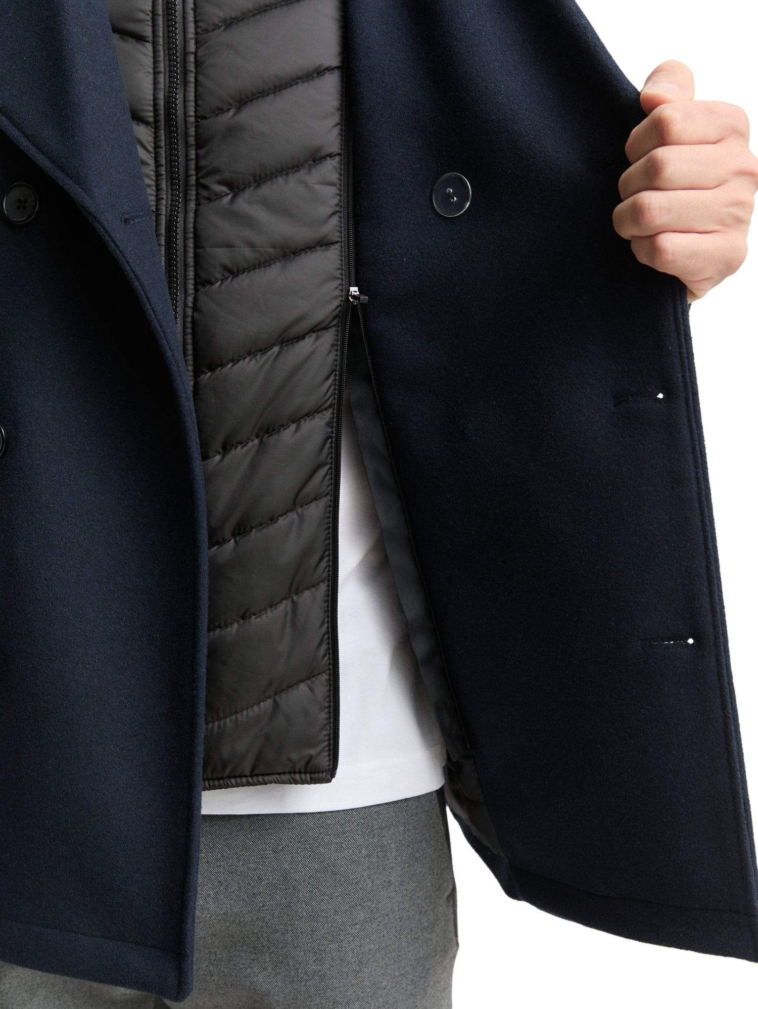 2-in-1 Wolljacke mit abnehmbarer Innenjacke