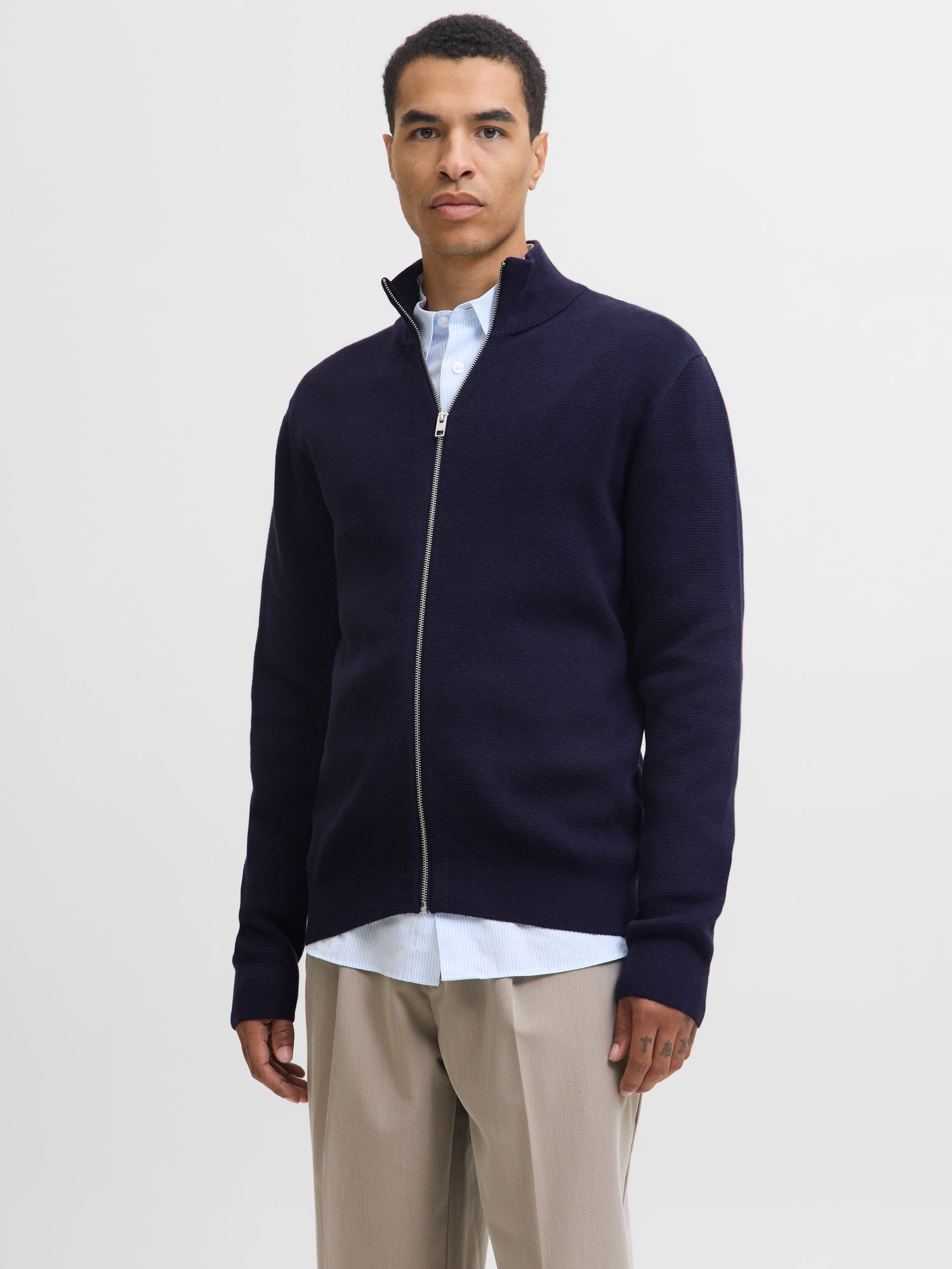 Strickjacke Herren Langarm Polokragen Locker geschnitten