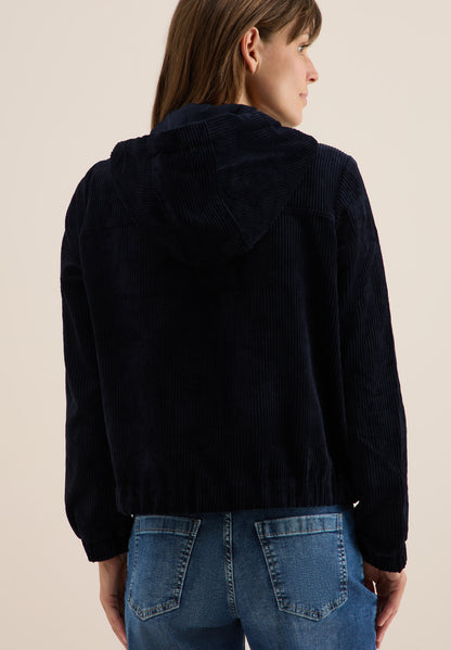 Cordjacke mit Kapuze
