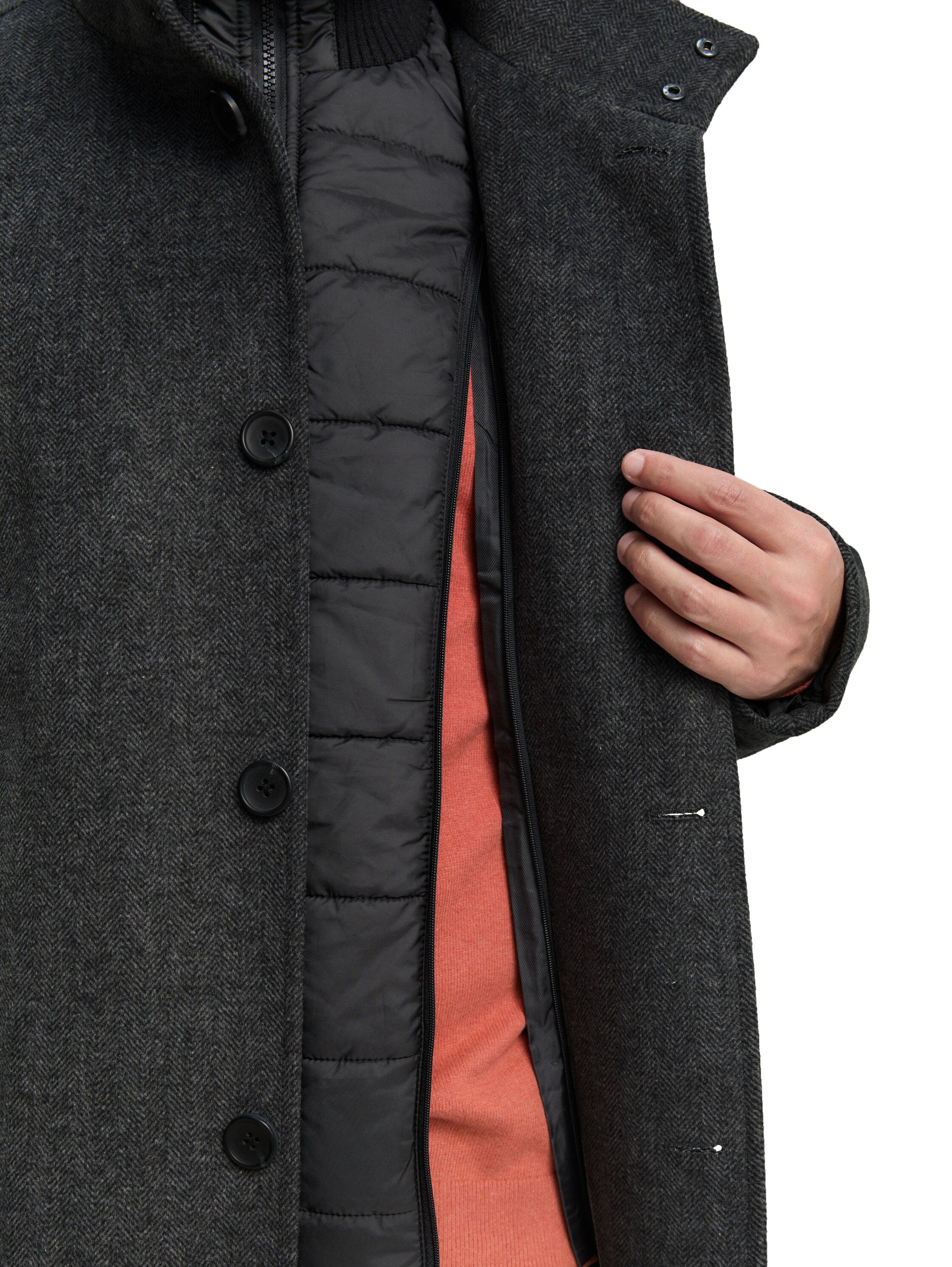 2-in-1 Wollmantel mit abnehmbarer Innenjacke