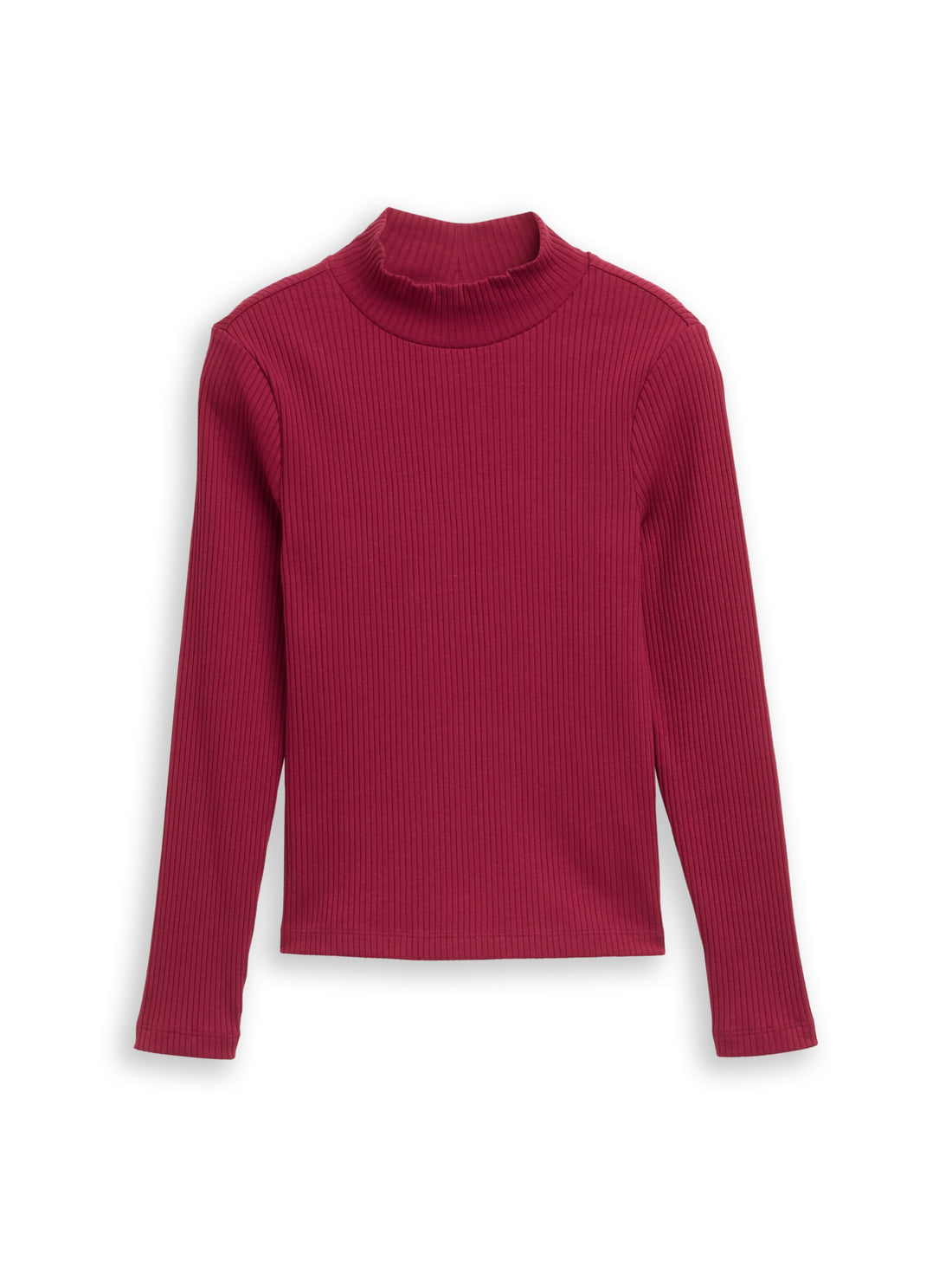 Ripp Langarmshirt mit Stehkragen