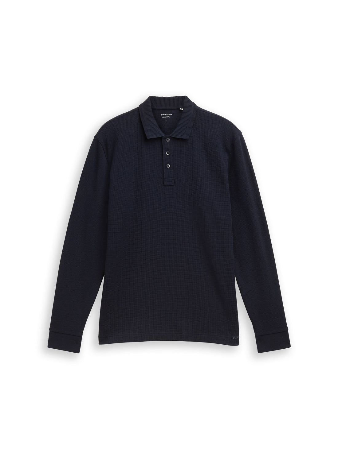 Langarm Poloshirt mit Waffelstruktur