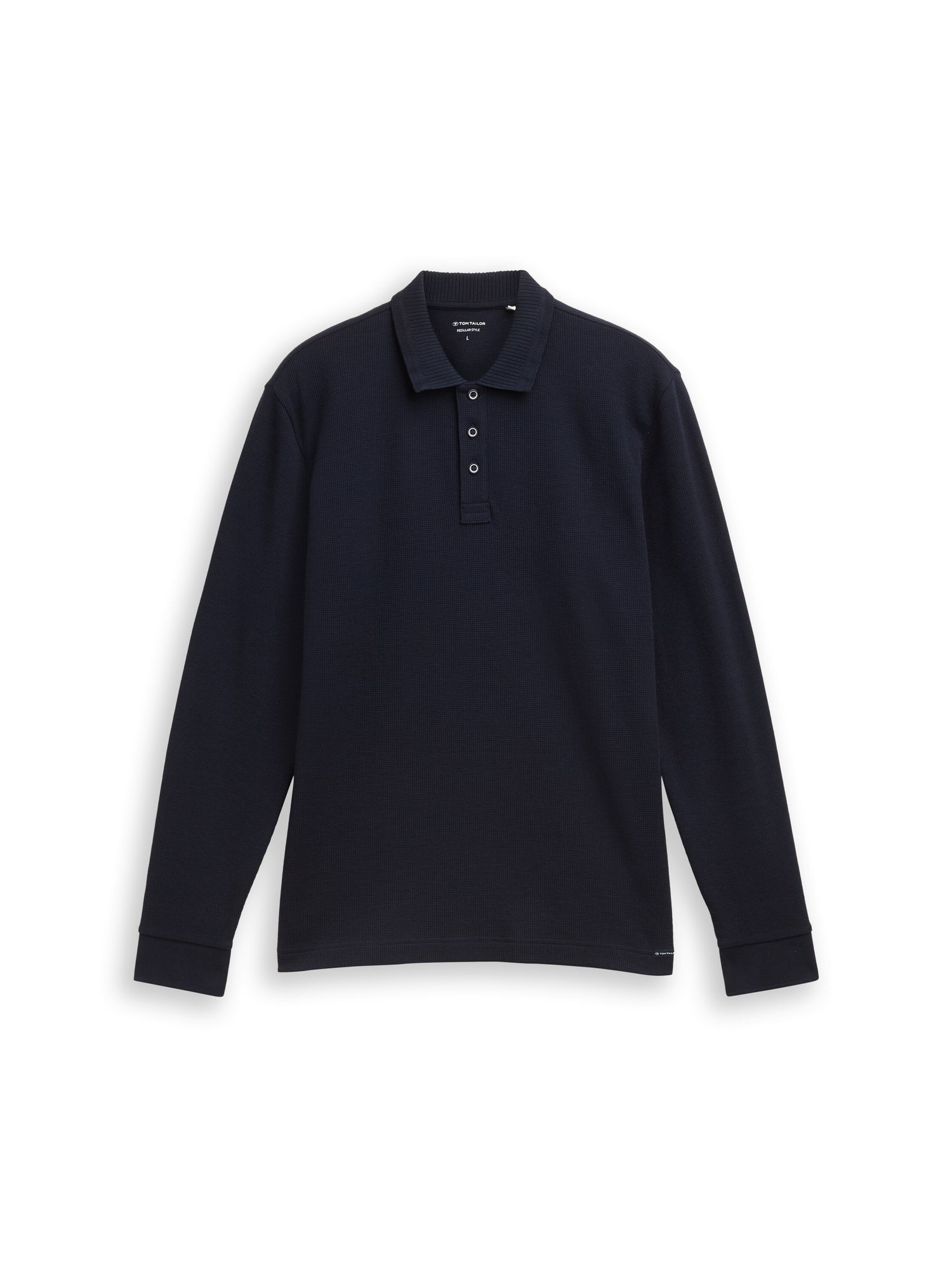 Langarm Poloshirt mit Waffelstruktur