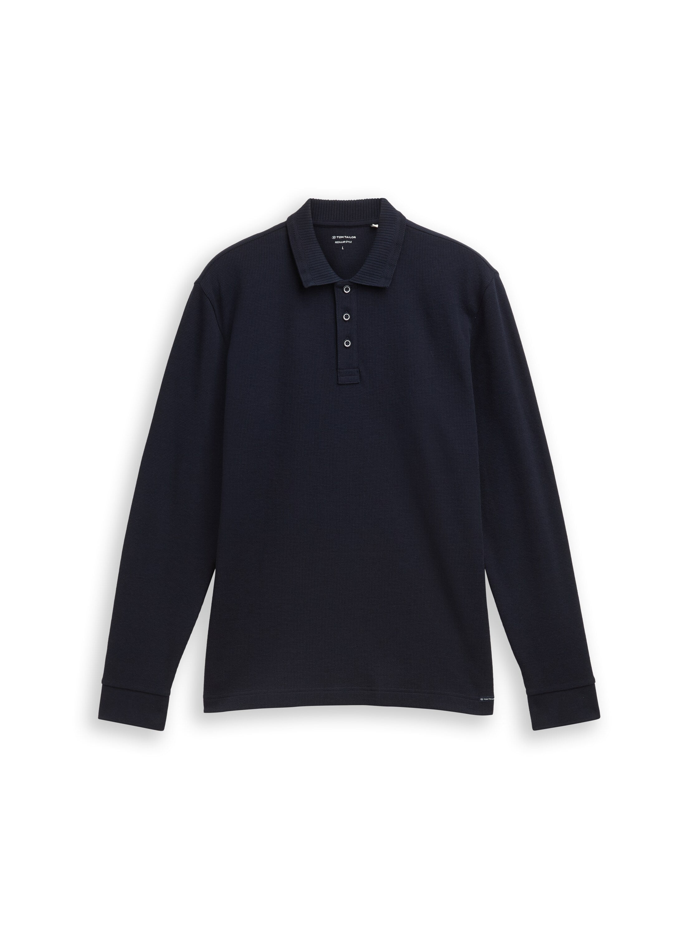 Langarm Poloshirt mit Waffelstruktur