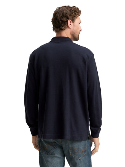 Langarm Poloshirt mit Waffelstruktur