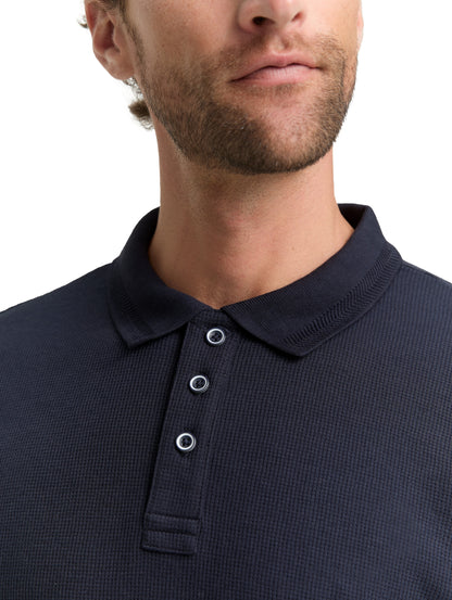 Langarm Poloshirt mit Waffelstruktur