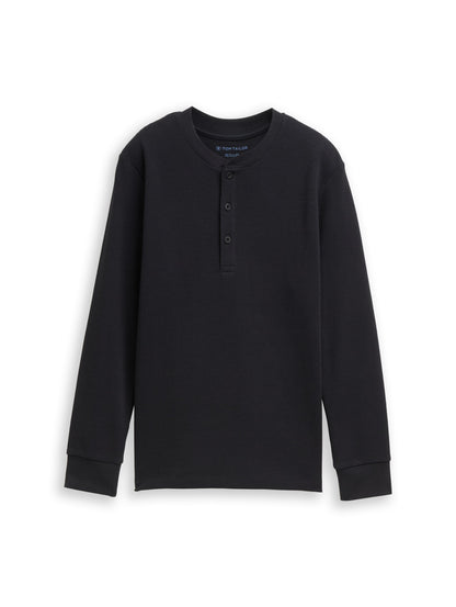 Langarmshirt mit Henley-Kragen