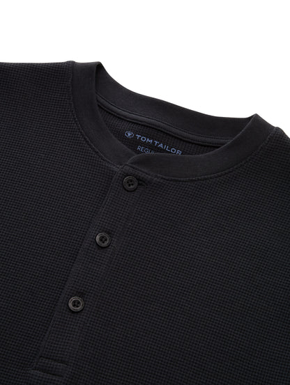 Langarmshirt mit Henley-Kragen