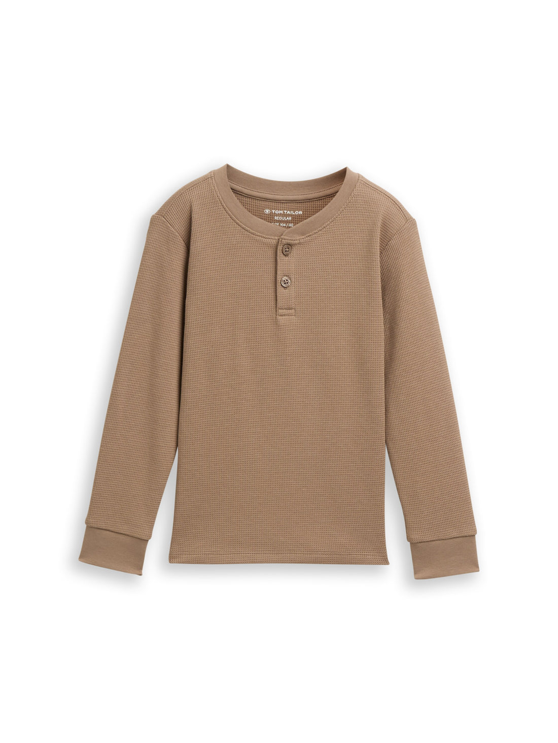 Henley Langarmshirt mit Waffelstruktur