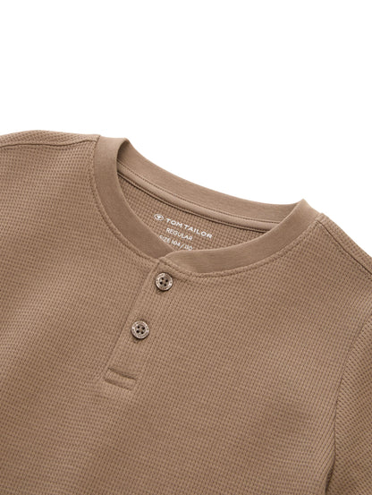 Henley Langarmshirt mit Waffelstruktur