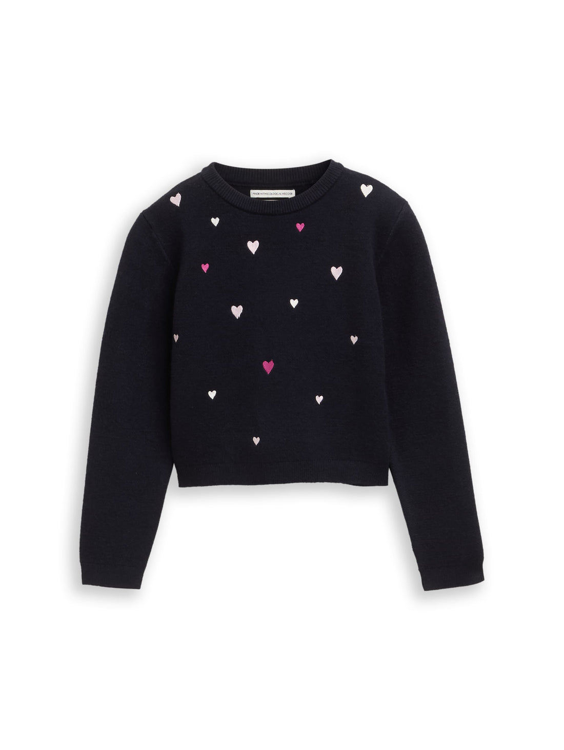 Cropped Strickpullover mit Stickerei