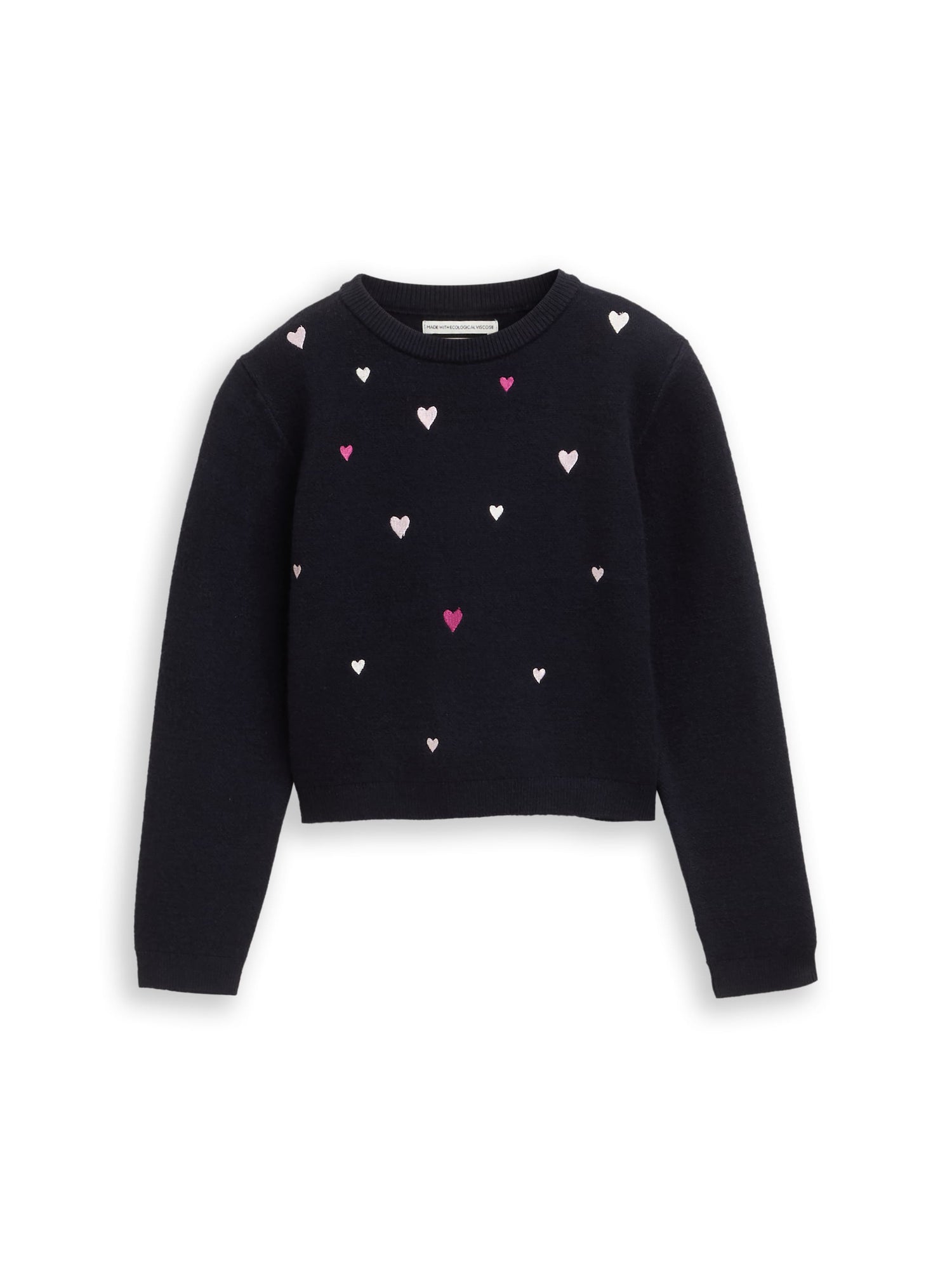 Cropped Strickpullover mit Stickerei