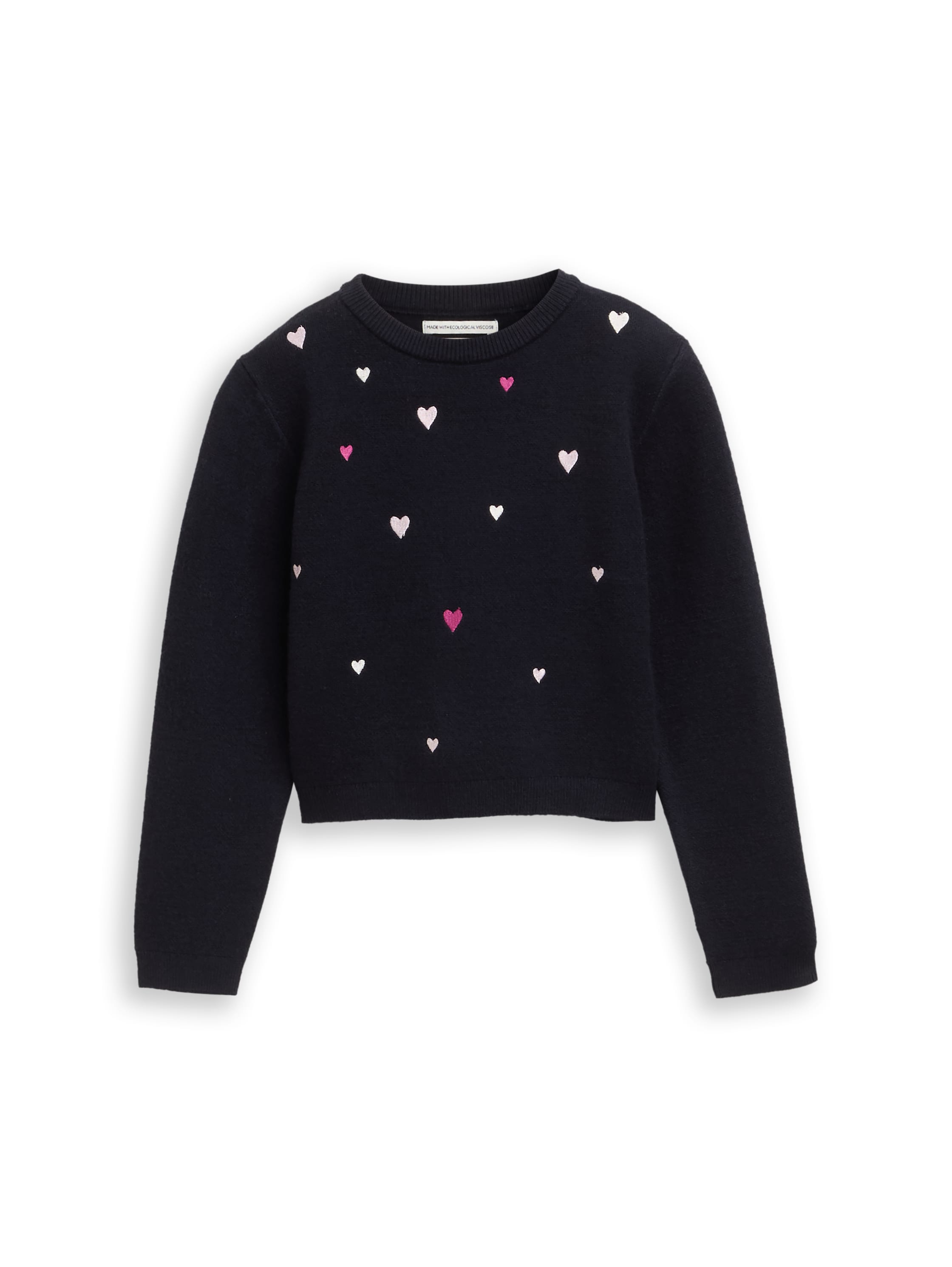 Cropped Strickpullover mit Stickerei
