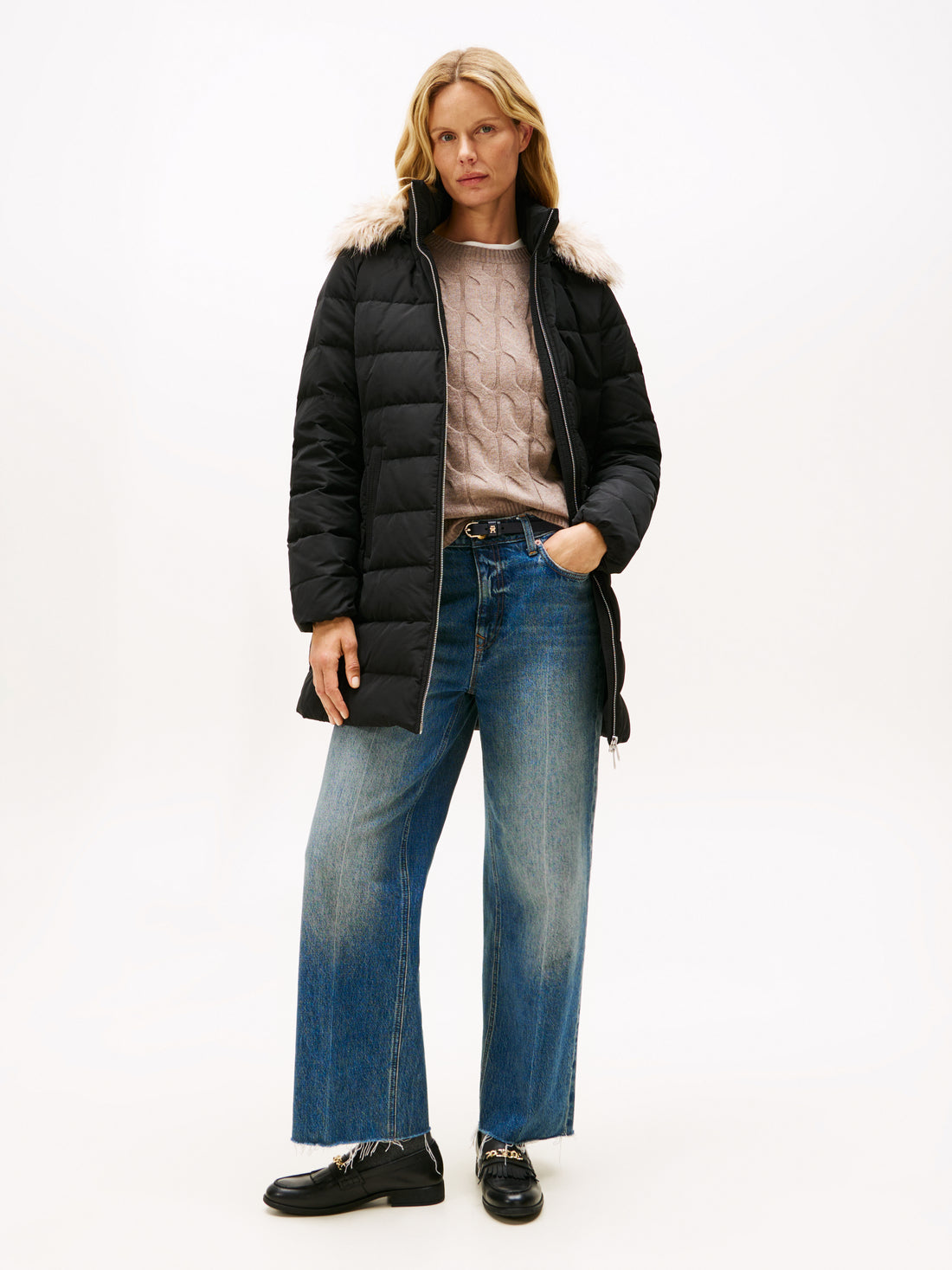 MW DOWN SLIM COAT WITH FUR