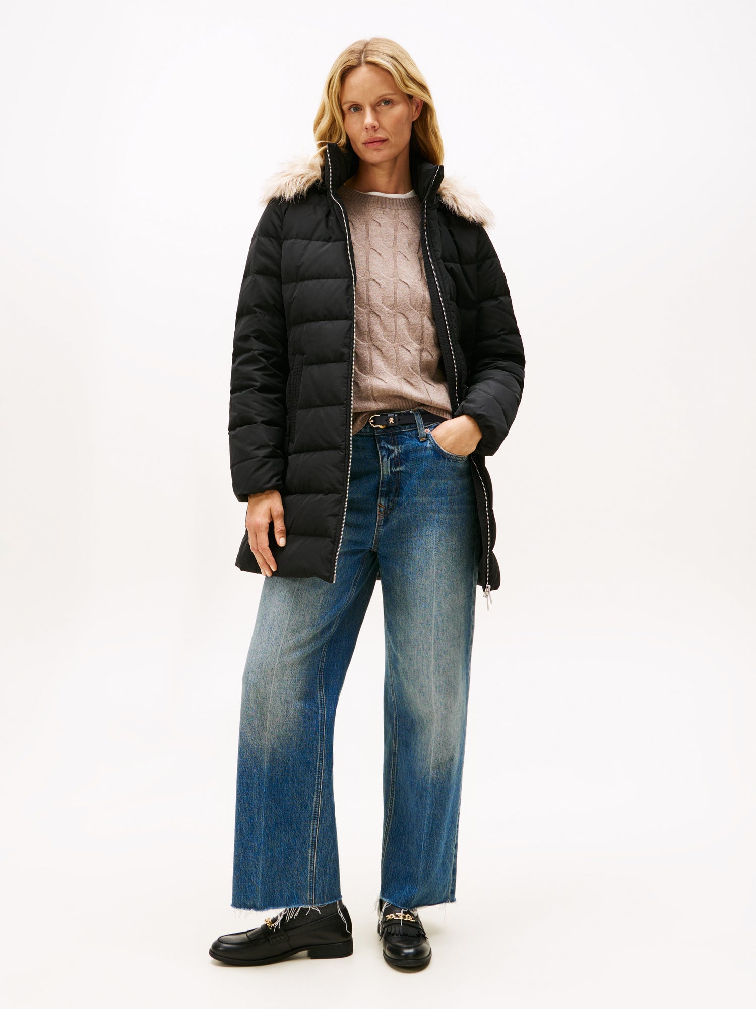 MW DOWN SLIM COAT WITH FUR
