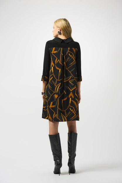 Recyceltes gewebtes Kleid aus feinem Jersey mit abstraktem Print