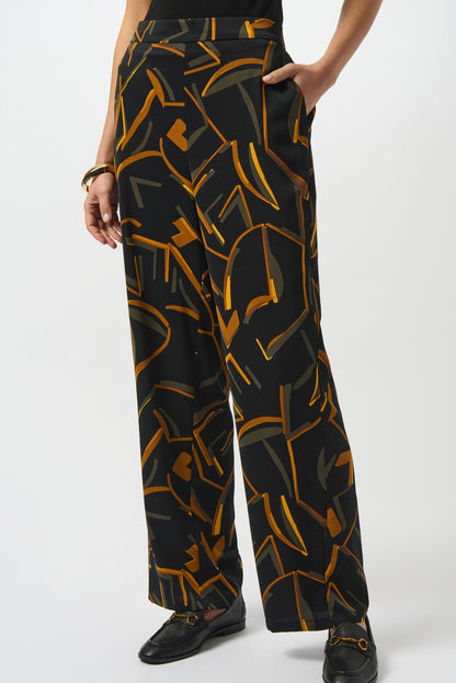 Hose mit weitem Hosenbein aus recyceltem, gewebtem Stoff mit geometrischem Druck