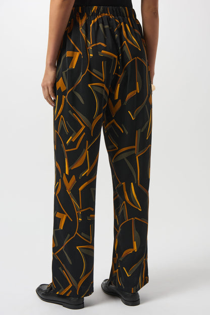 Hose mit weitem Hosenbein aus recyceltem, gewebtem Stoff mit geometrischem Druck