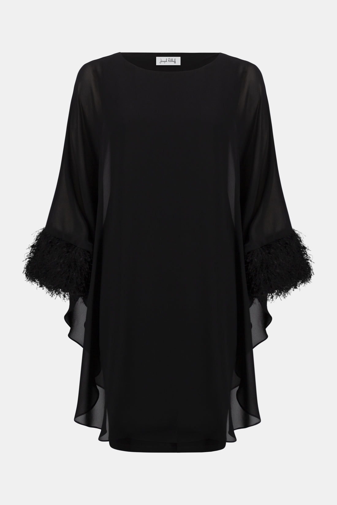 Lagenkleid aus Jersey und Chiffon mit Fransen