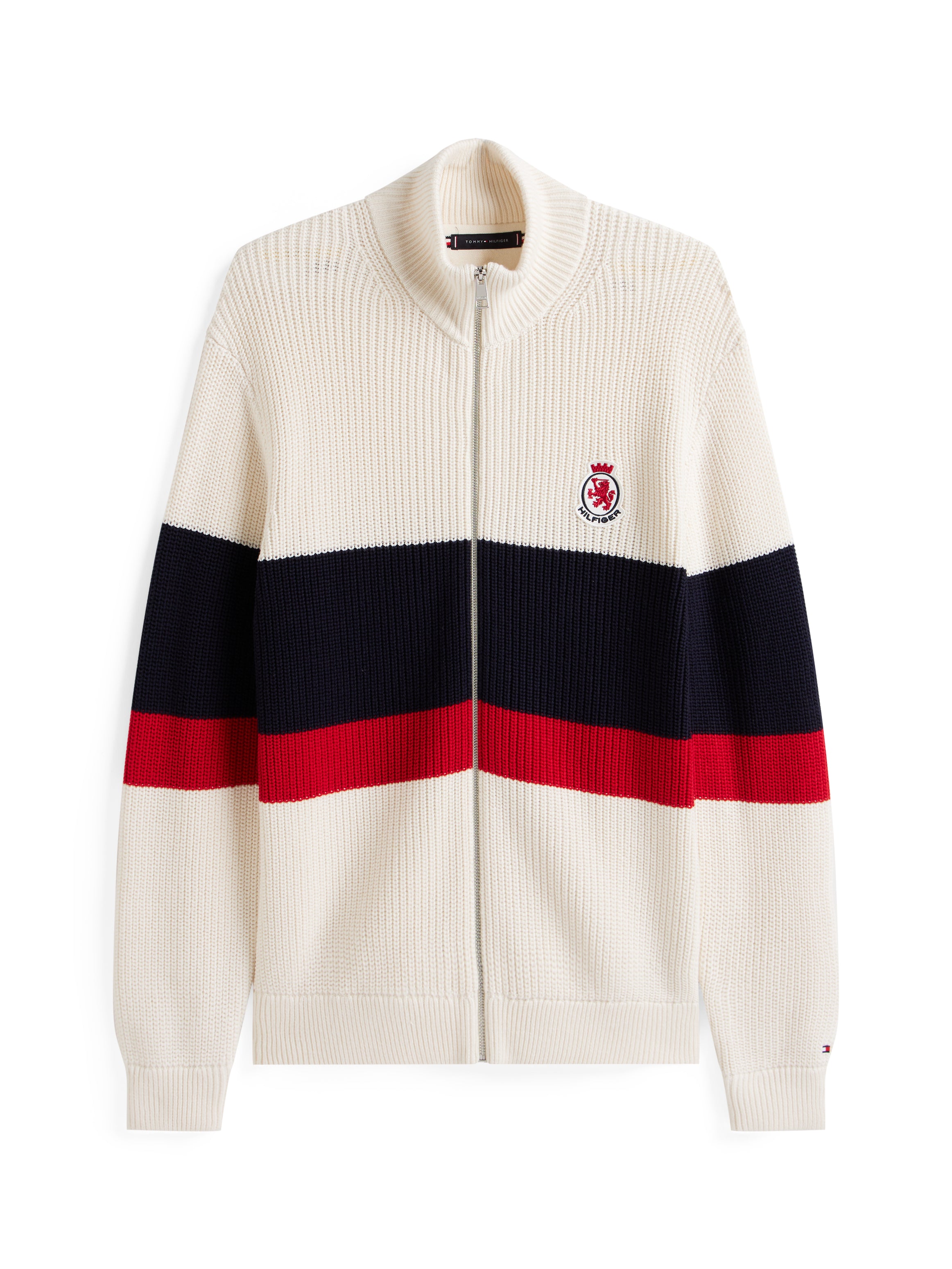 RWB RIB CHEST STRIPE ZIP THROUGH