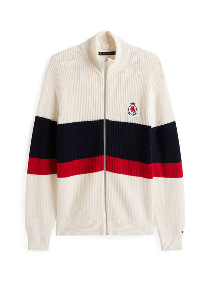 RWB RIB CHEST STRIPE ZIP THROUGH