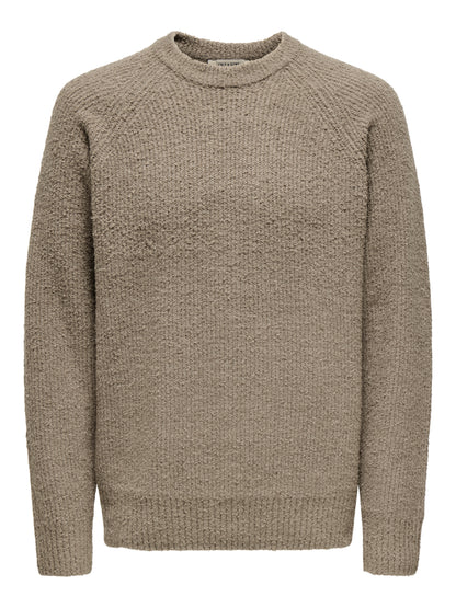 Strickpullover Damen Rundhalsausschnitt Kurzarm Locker geschnitten