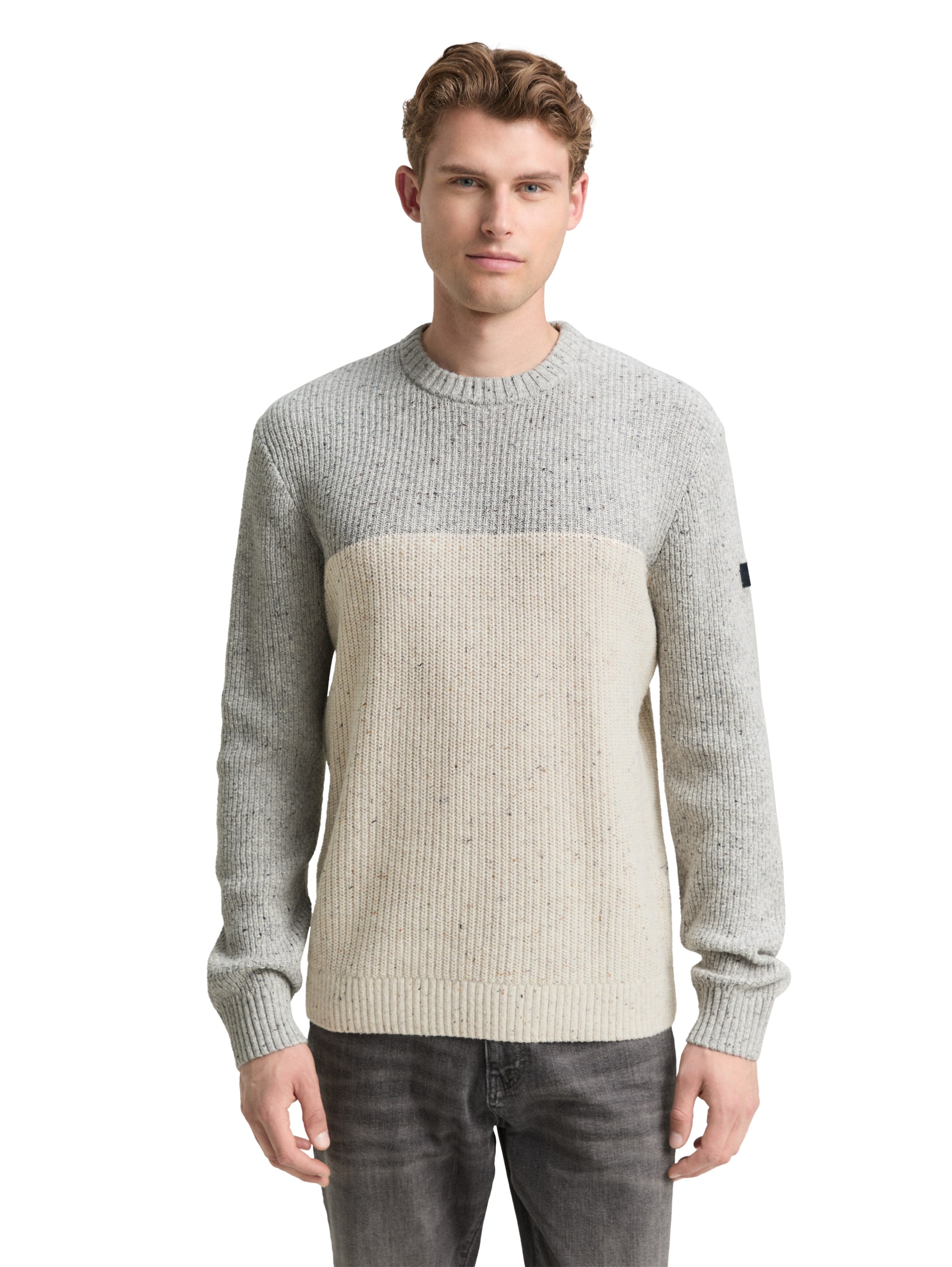 Strickpullover mit Strukturmix