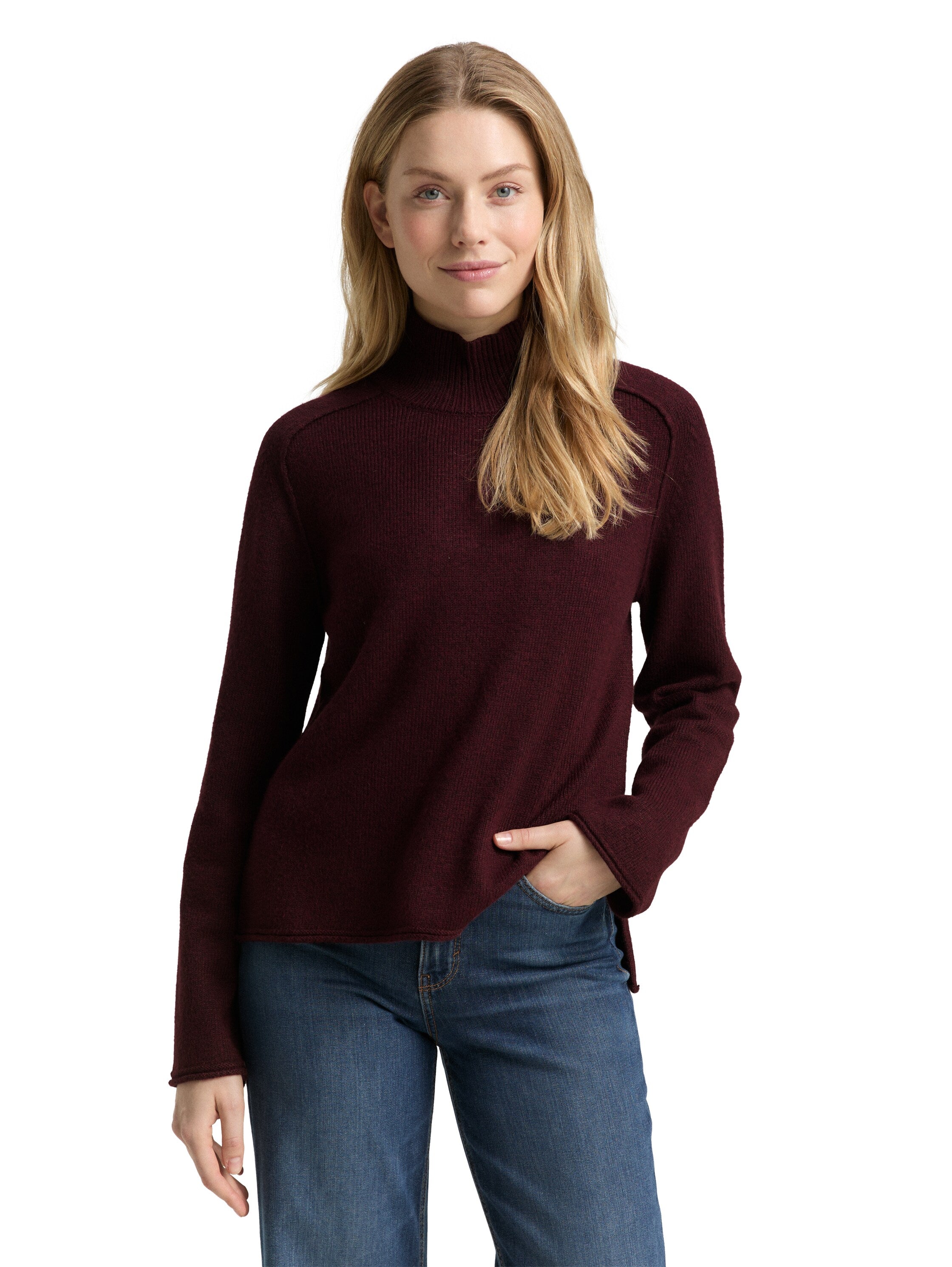Weicher Damen Pullover Loose Fit mit Stehkragen