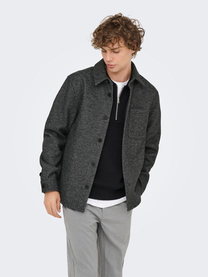 Hemdjacke Herren Langarm Twill Normal geschnitten