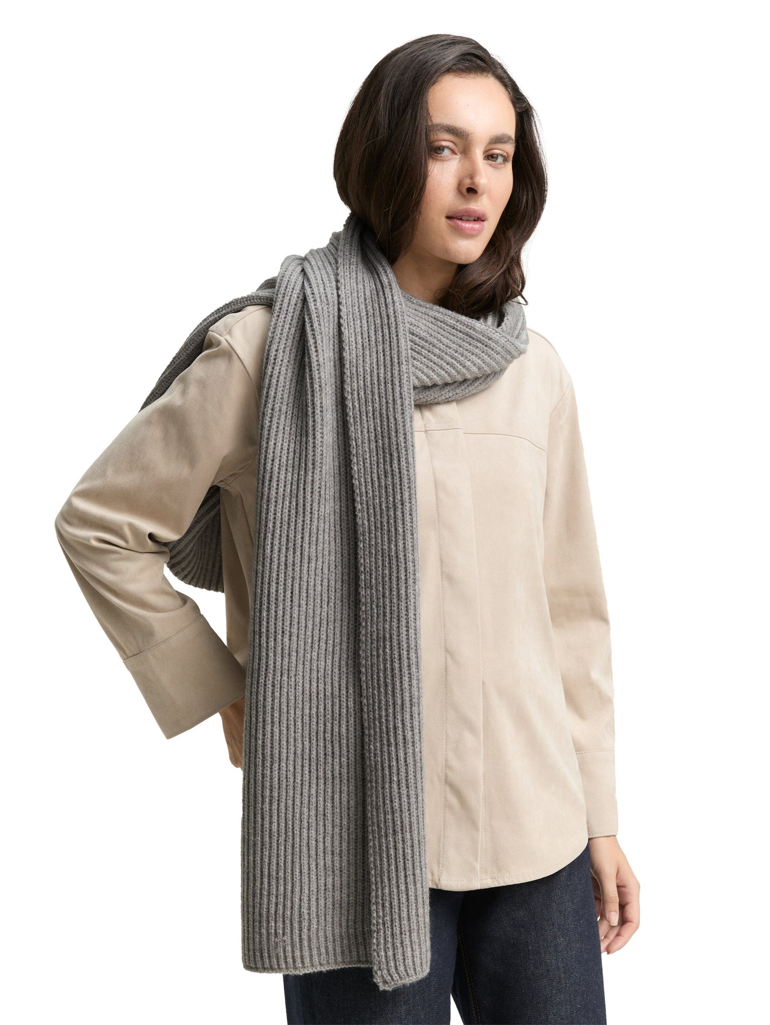 Tom Tailor Denim Zweifarbiger Schal aus Rippstrick Erwachsene