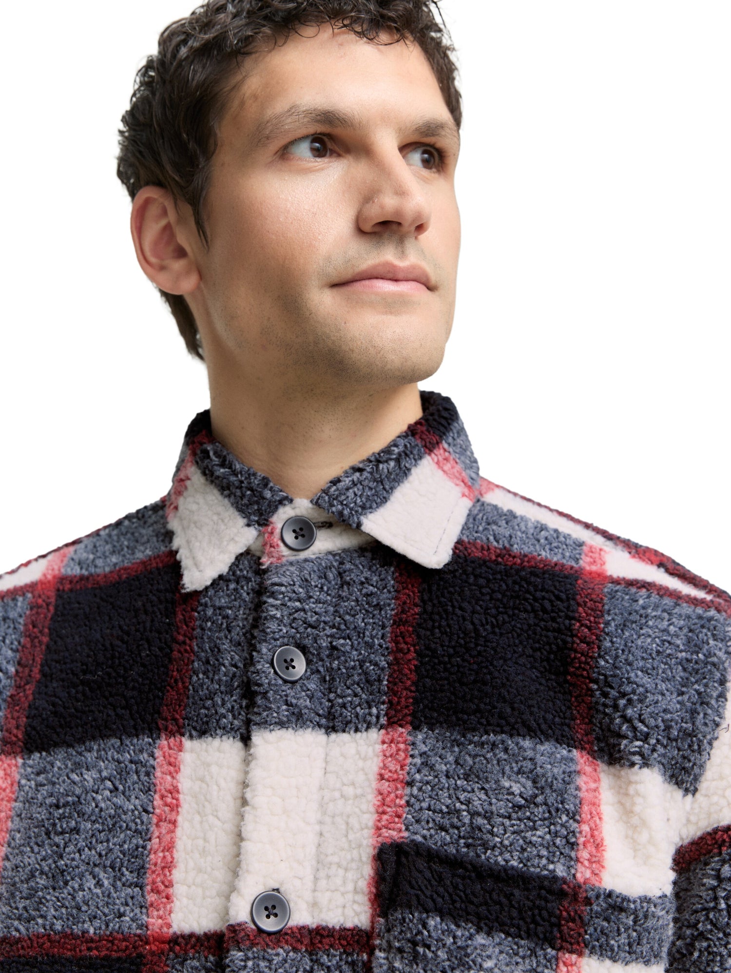 Teddy Overshirt mit Karomuster