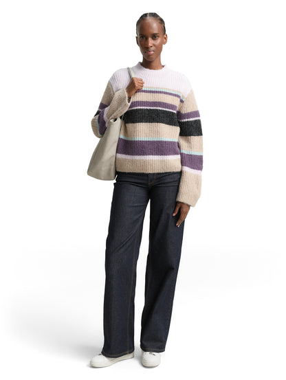 Relaxed Fit Strickpullover mit Streifenmuster