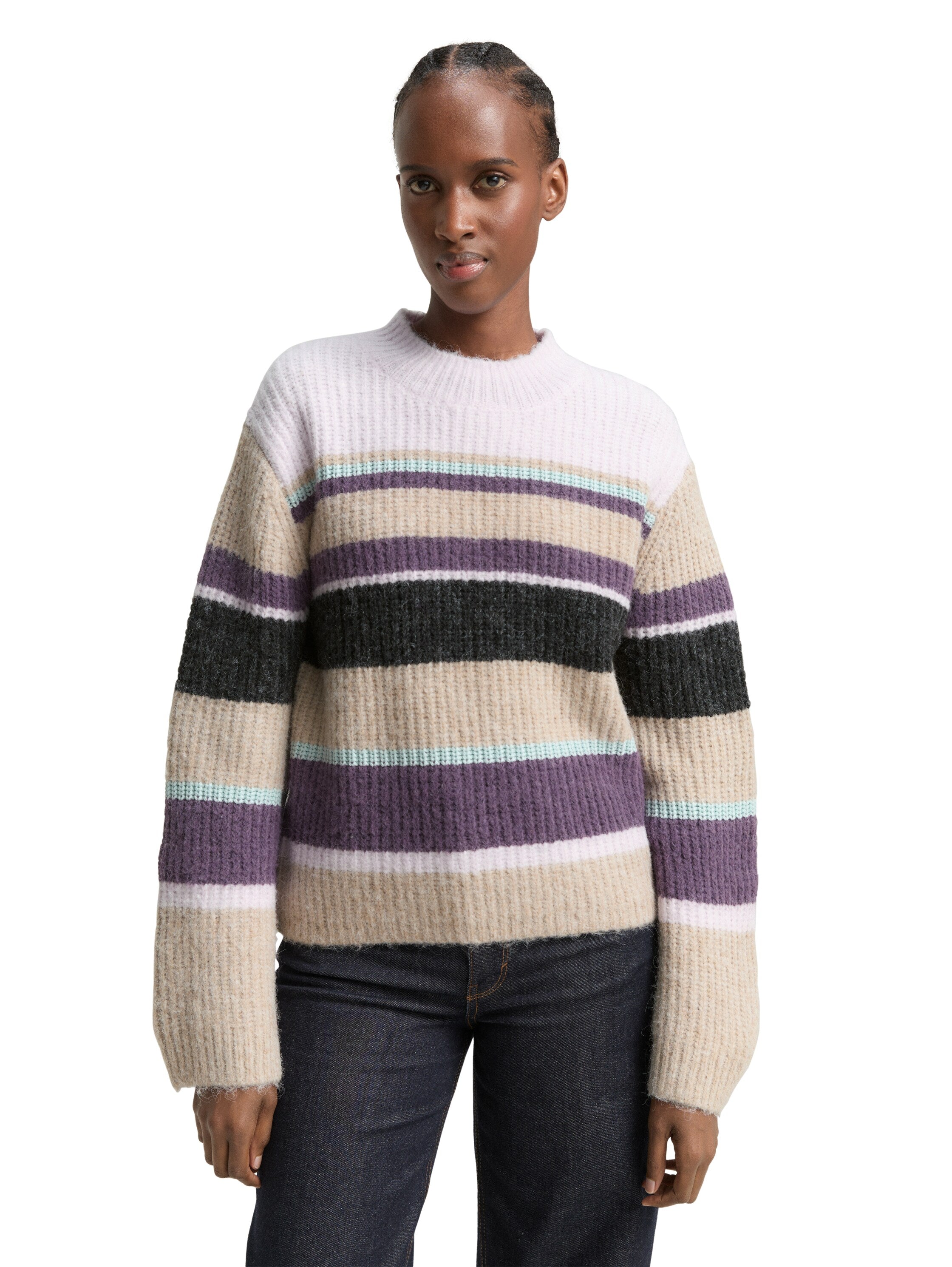 Relaxed Fit Strickpullover mit Streifenmuster