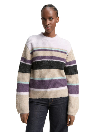 Relaxed Fit Strickpullover mit Streifenmuster