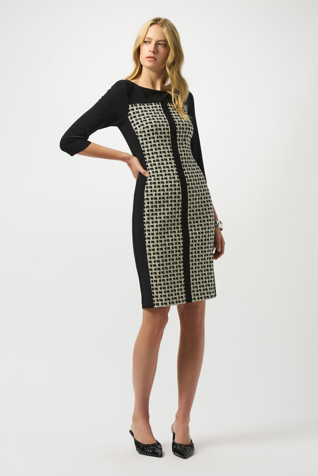 Etuikleid mit Jacquard-Muster und geometrischem Print