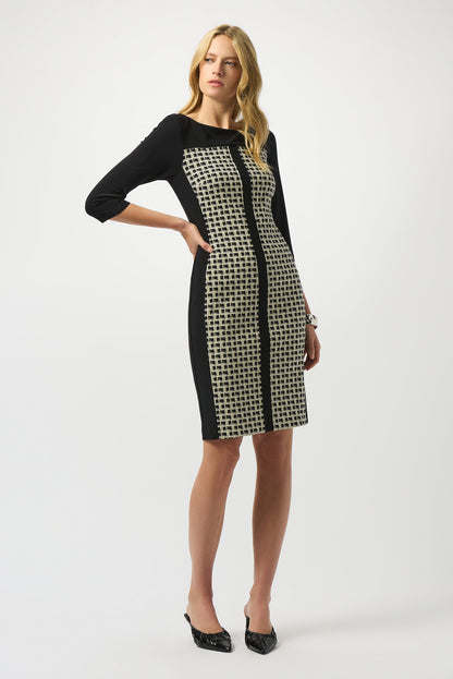 Etuikleid mit Jacquard-Muster und geometrischem Print