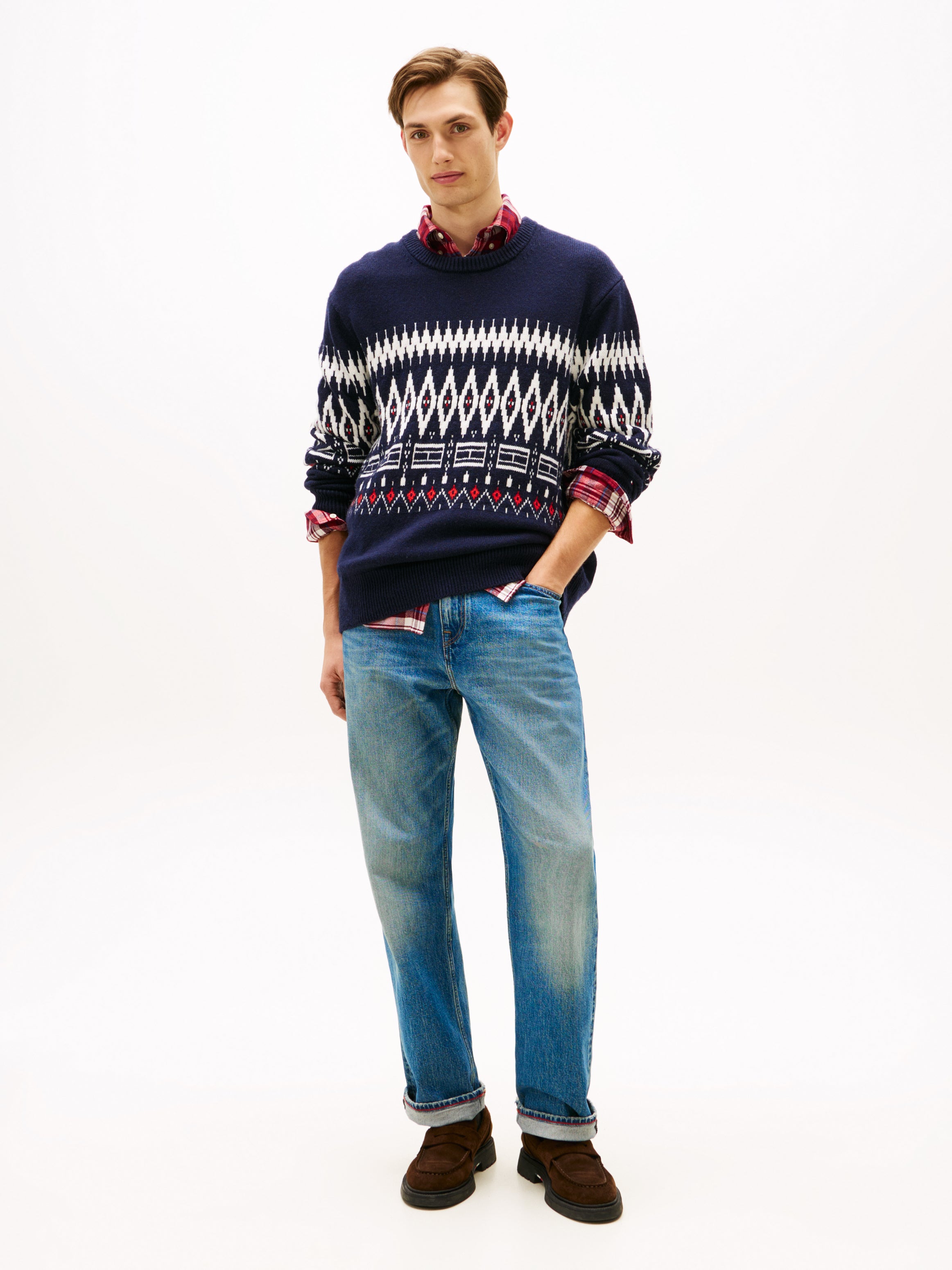 PLACED FAIRISLE WOOL BLEND CREW