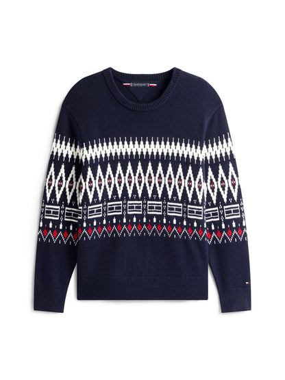 PLACED FAIRISLE WOOL BLEND CREW