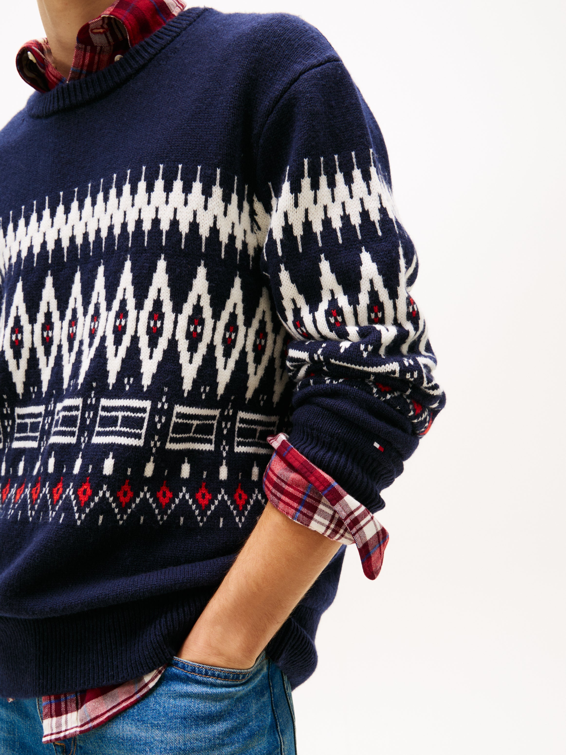 PLACED FAIRISLE WOOL BLEND CREW