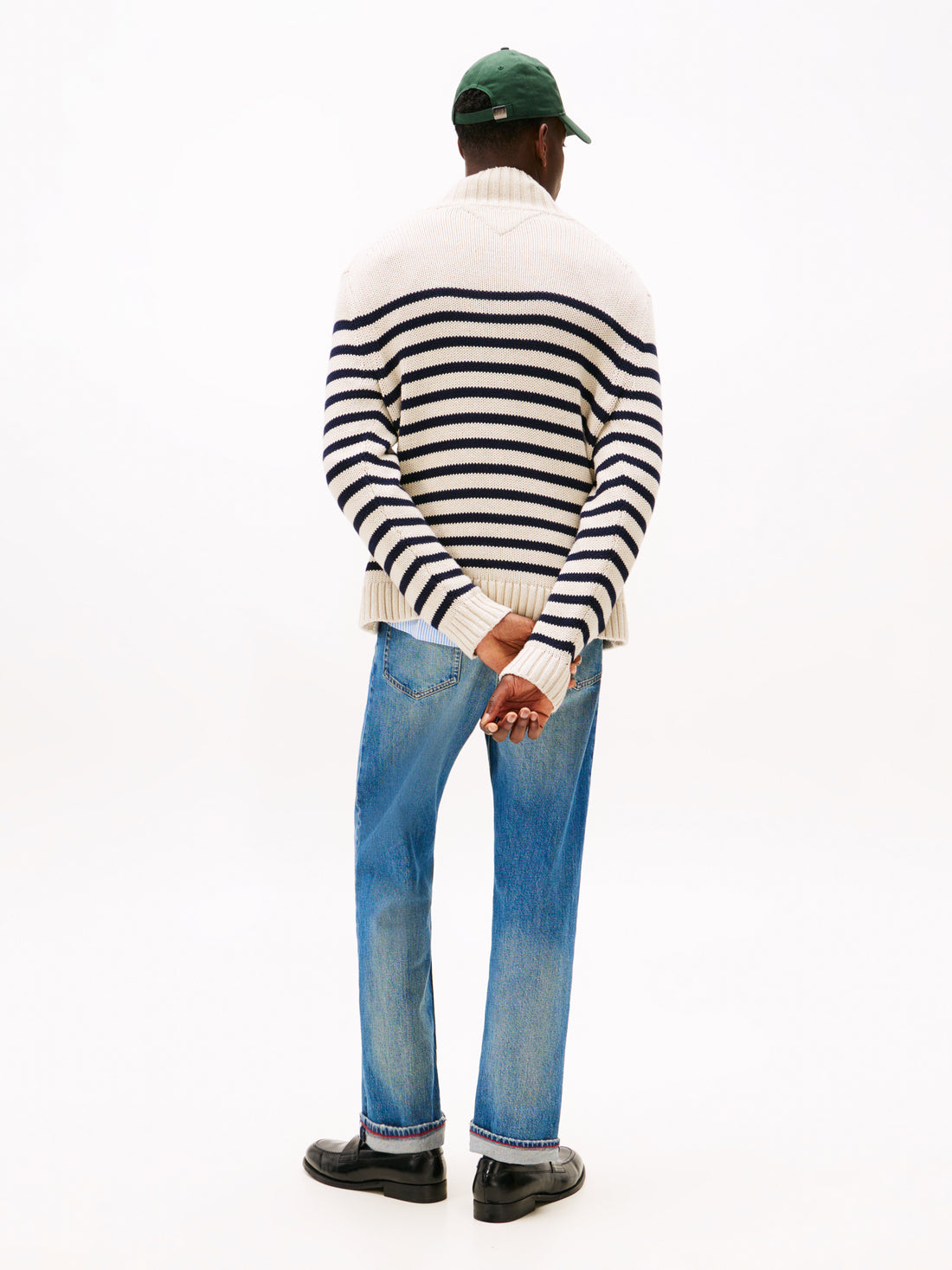 BRETON COTTON STRIPE MOCK NECK