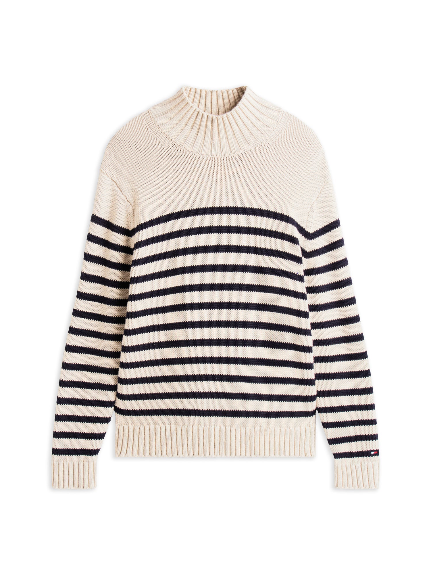 BRETON COTTON STRIPE MOCK NECK