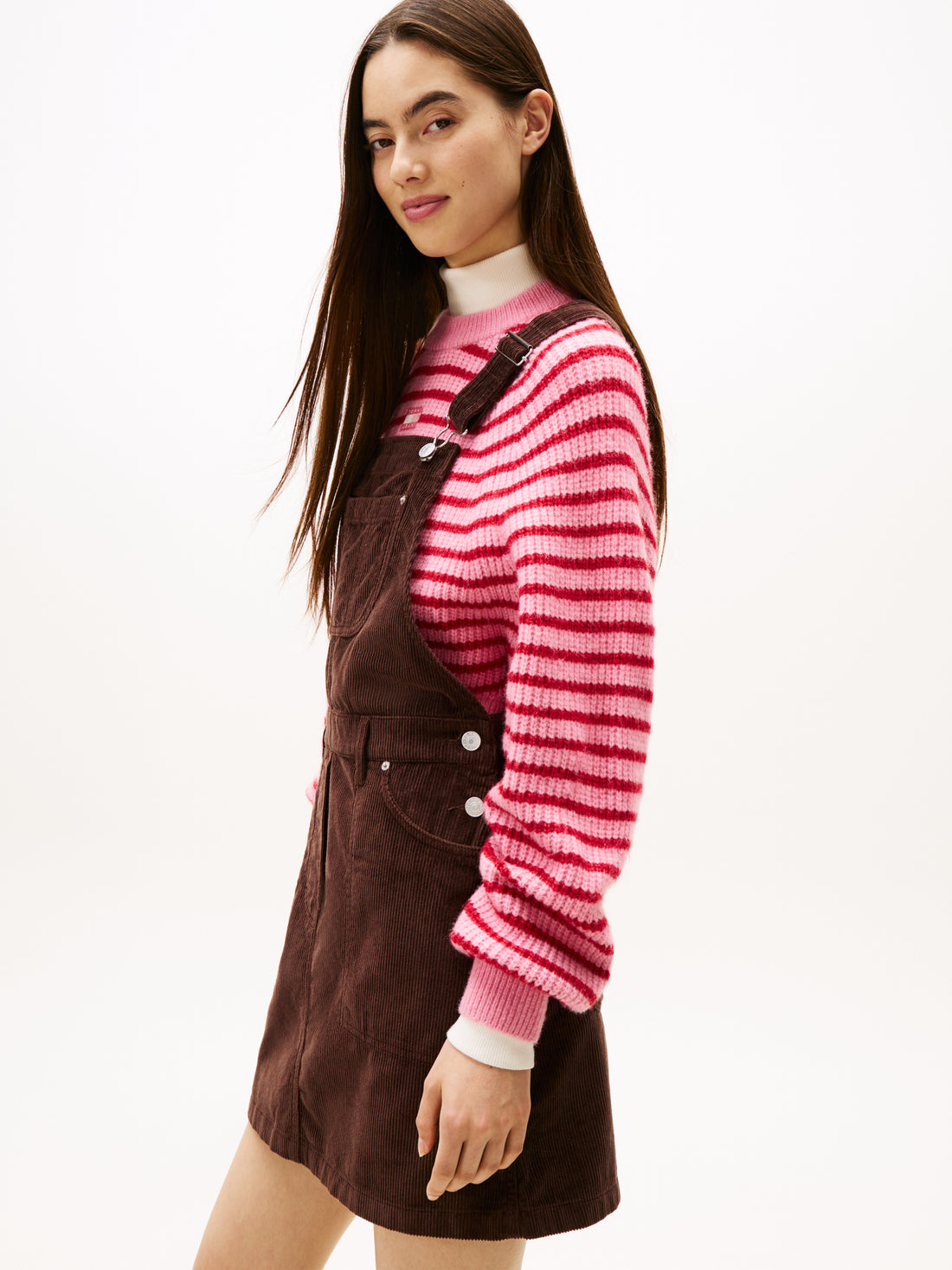 TJW SCRIPT CORD DUNGAREES DRESS