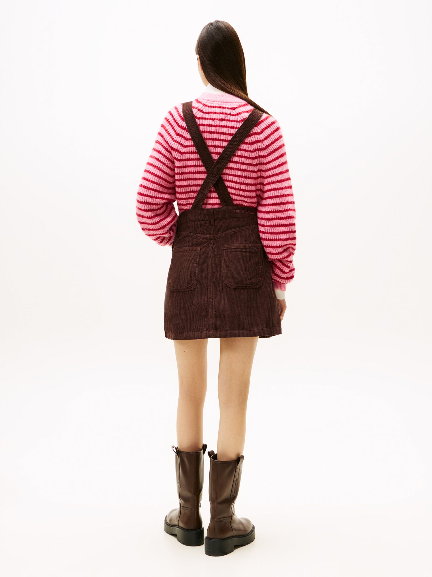 TJW SCRIPT CORD DUNGAREES DRESS