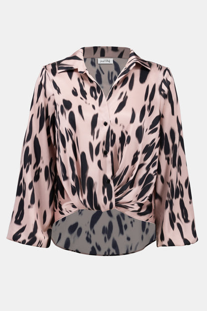 Shirt aus recyceltem Satin mit Tierdruck