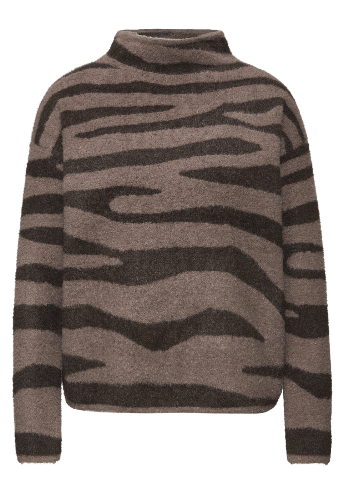 Street One Damen Jacquard Sweater Turtleneck Animal Print Kuschelig