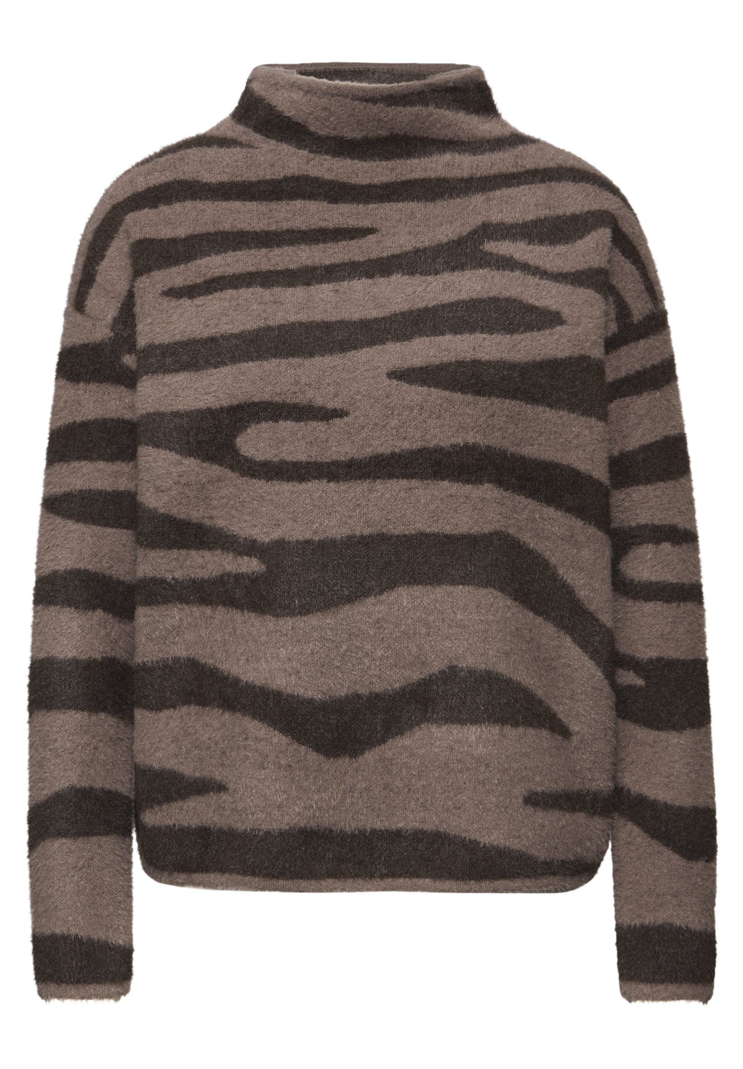 Street One Damen Jacquard Sweater Turtleneck Animal Print Kuschelig