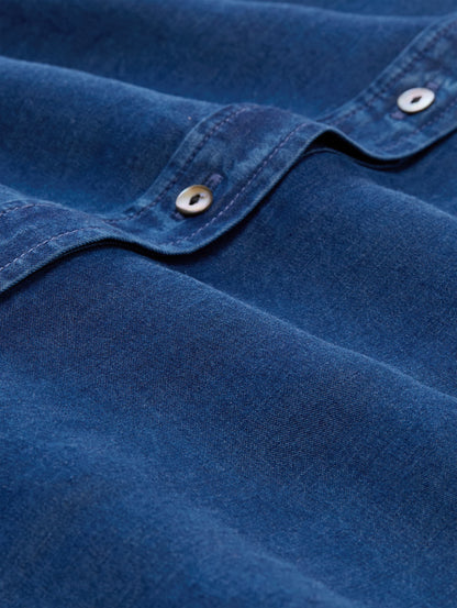 Tom Tailor Denim Damen Bluse Schleife TENCEL Jeansstoff