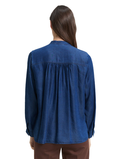 Tom Tailor Denim Damen Bluse Schleife TENCEL Jeansstoff