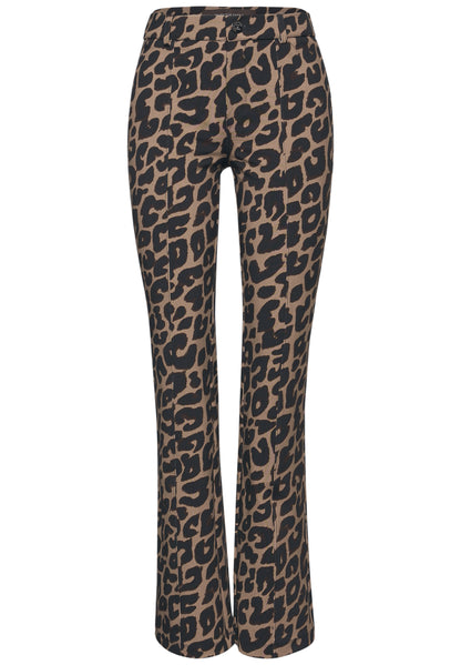 Street One Damen Hose York Leo-Muster High Waist Bootcut Slim Fit