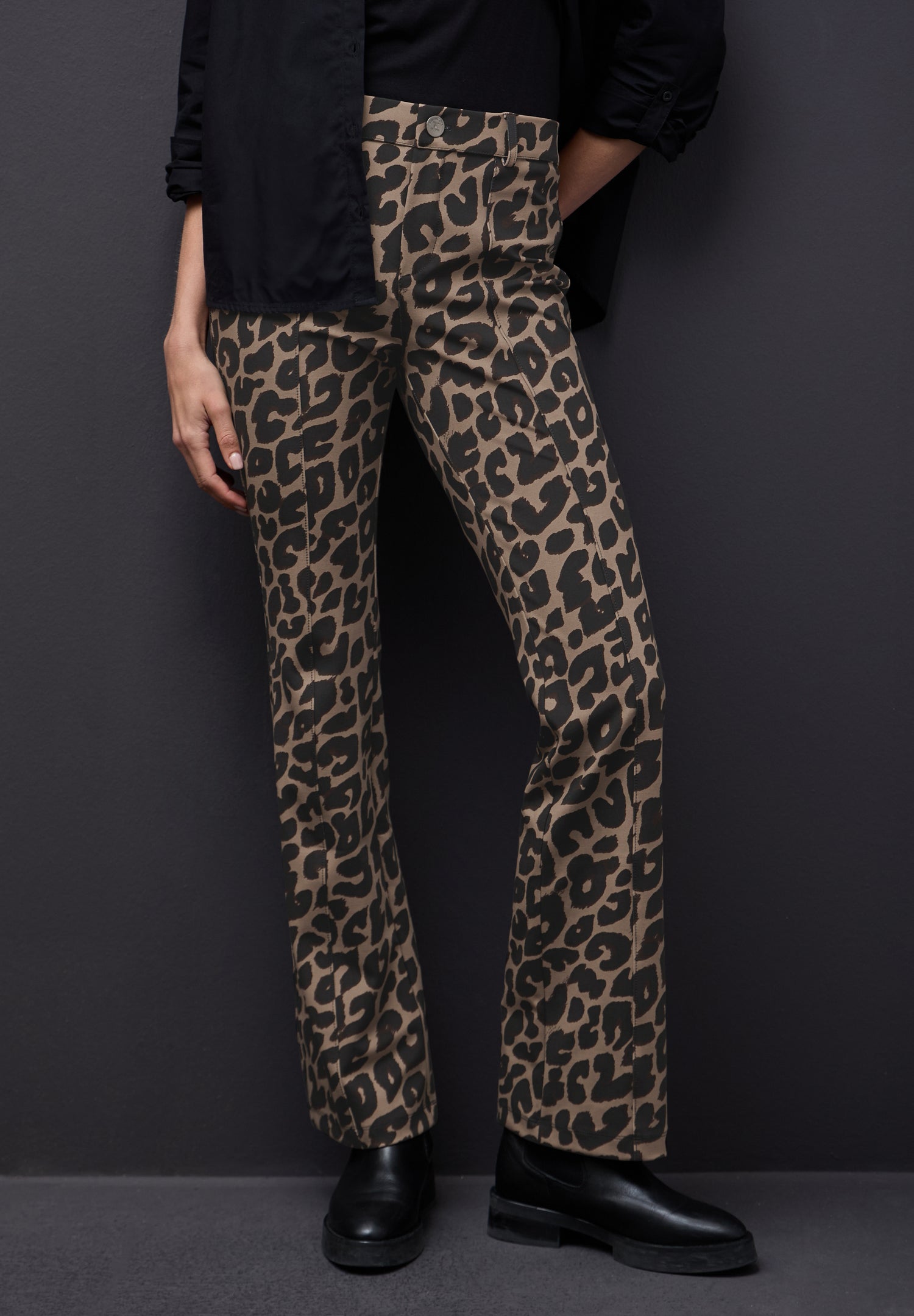 Street One Damen Hose York Leo-Muster High Waist Bootcut Slim Fit